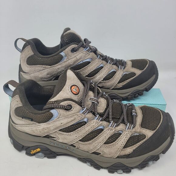 Merrell Moab 3 Waterproof Hiking Shoe Womens Sz 9 W J035856W Brindle Brown Blue - Picture 8 of 8